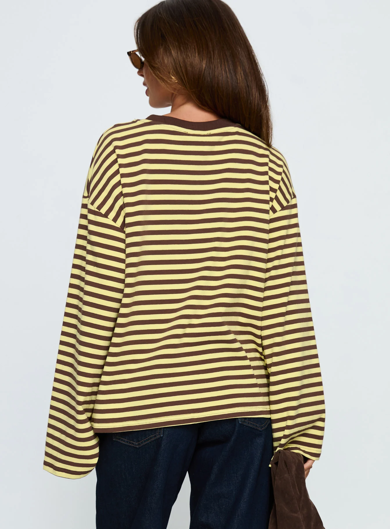 Settle Down Long Sleeve Top Yellow / Brown Stripe - Image 5