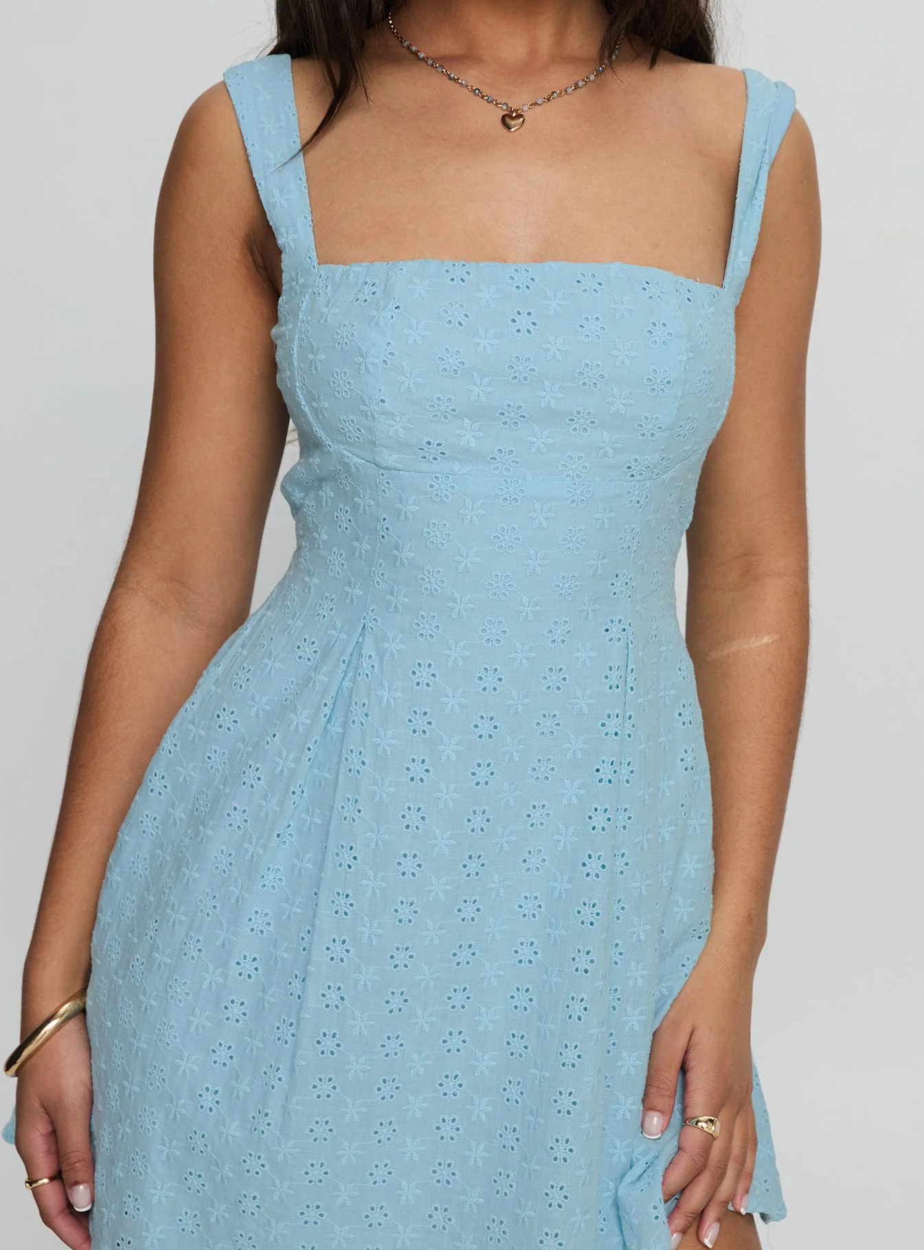 Xanthus Embroidered Mini Dress Blue - Image 5