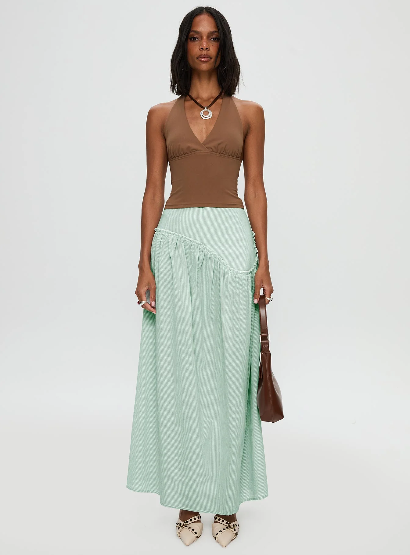 Yasemine Maxi Skirt Green / White - Image 7