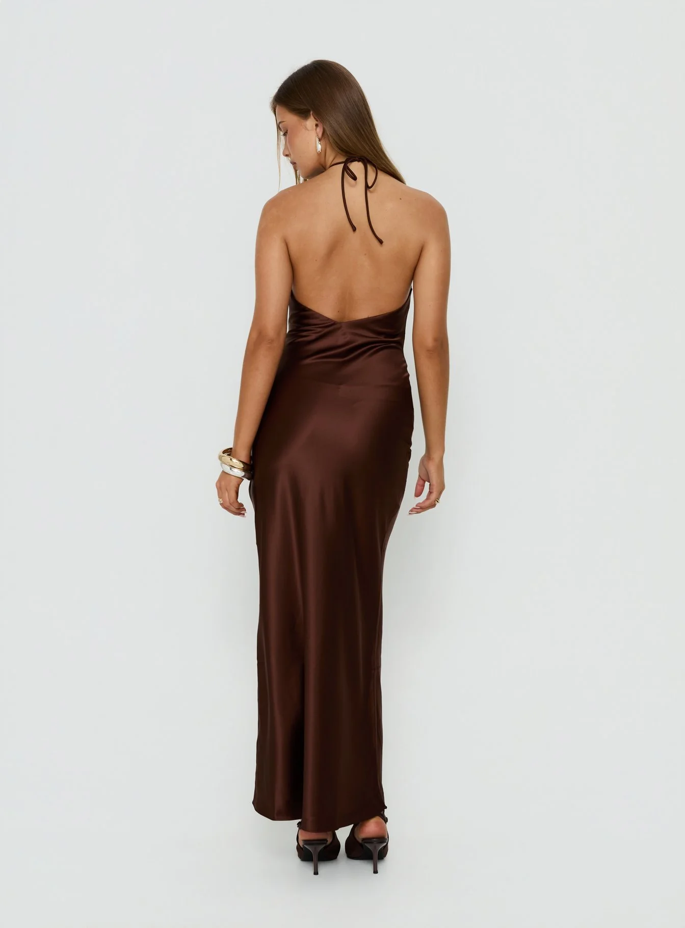 Yazmeina Halter Keyhole Maxi Dress Brown - Image 5