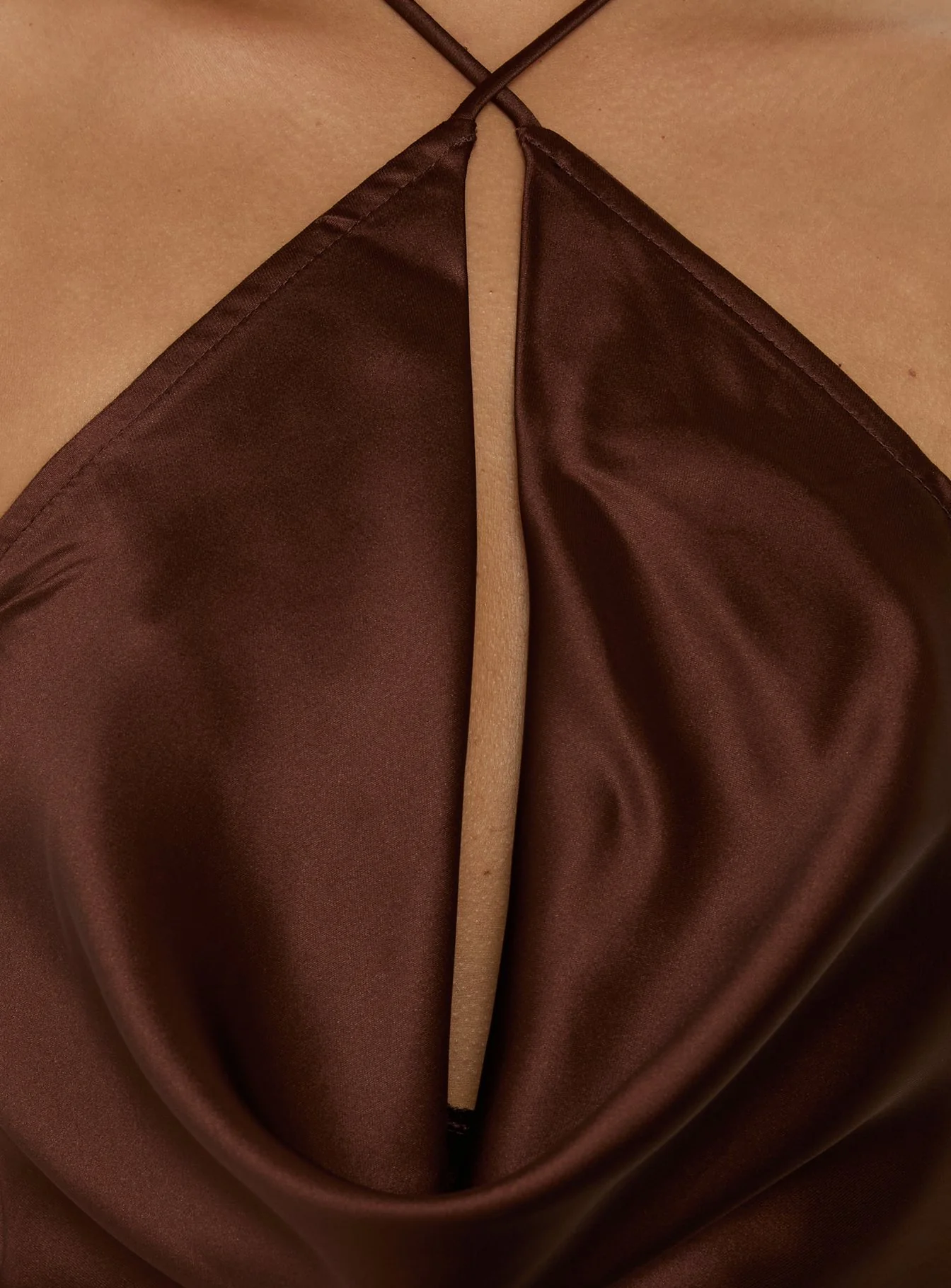 Yazmeina Halter Keyhole Maxi Dress Brown - Image 6