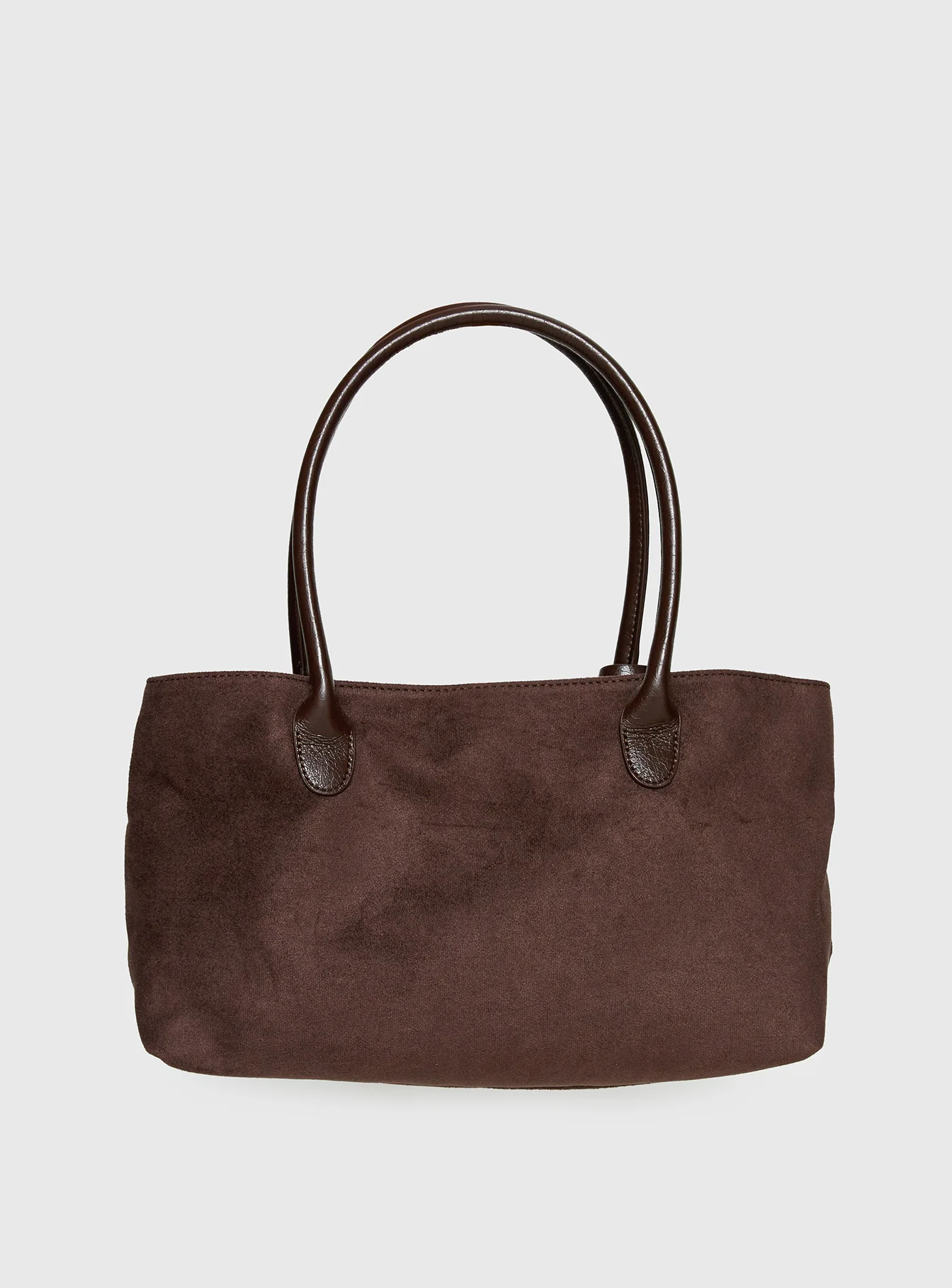 Yearning Faux Suede Buckle Detail Shoulder Bag Choc - Image 4