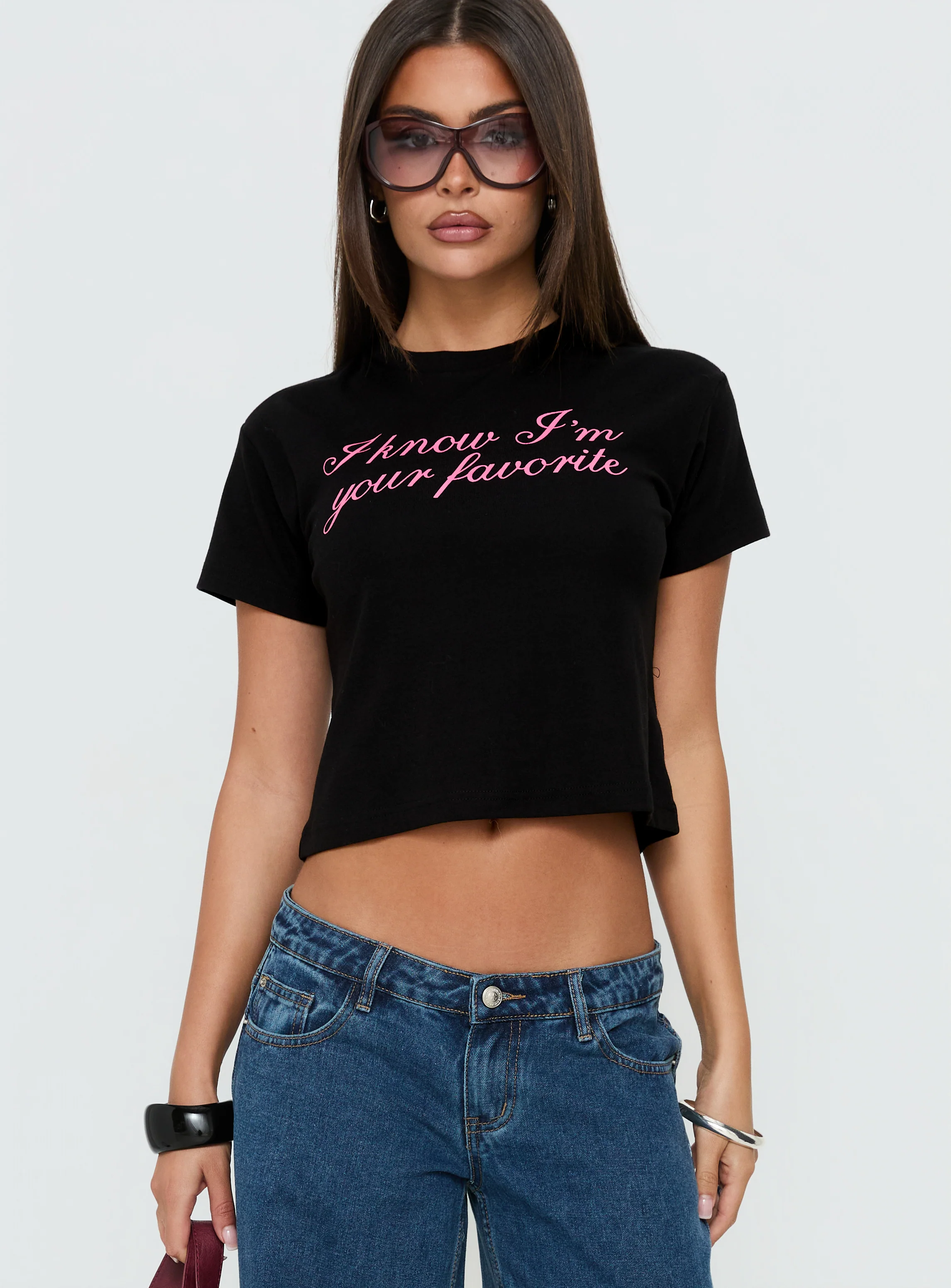 Your Favorite Graphic Baby Tee Washed Black - Image 2