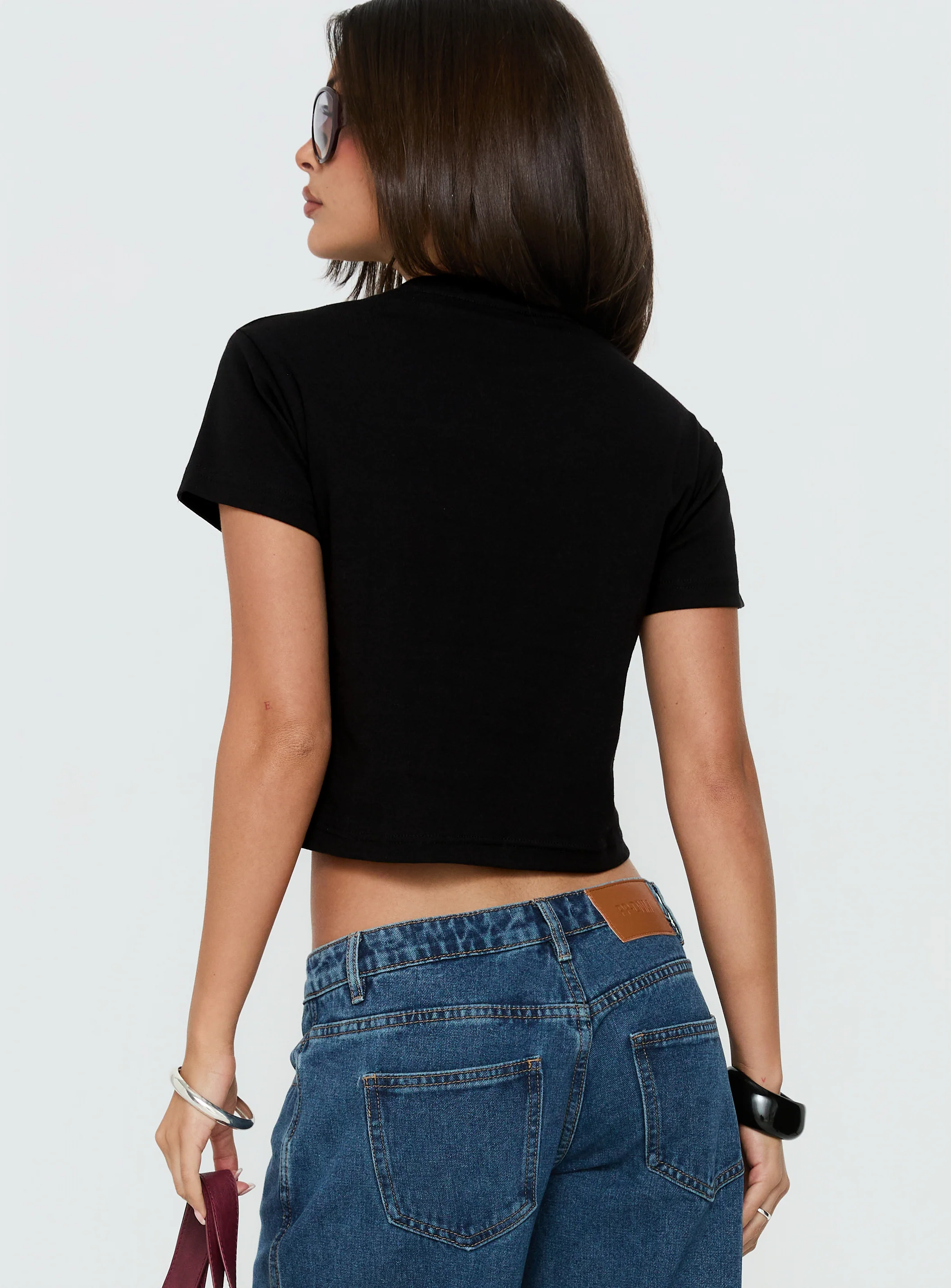 Your Favorite Graphic Baby Tee Washed Black - Image 5