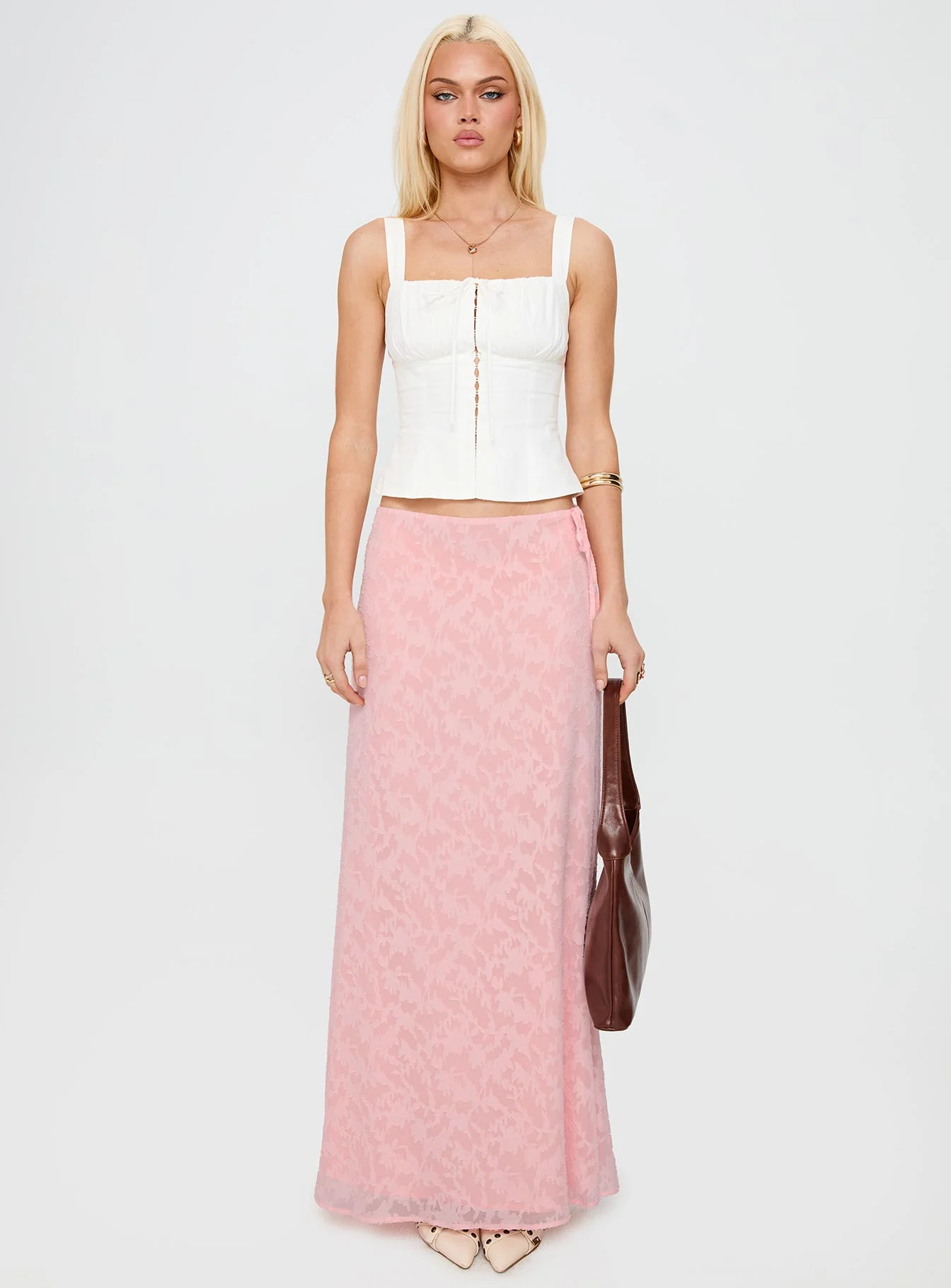 Youthful Spirit Lace Maxi Skirt Pink - Image 7