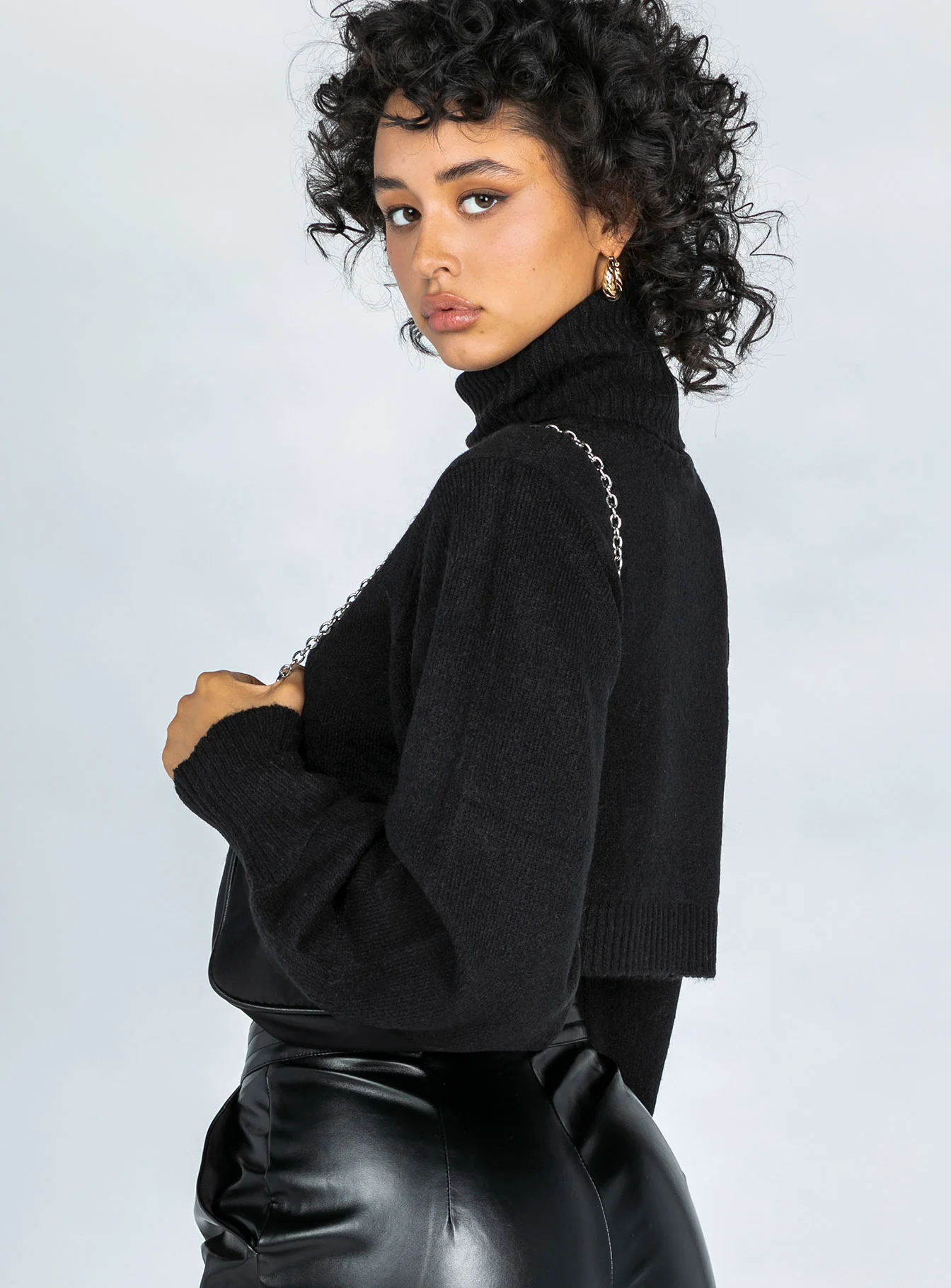Zahara Cropped Turtleneck Sweater Black - Image 6
