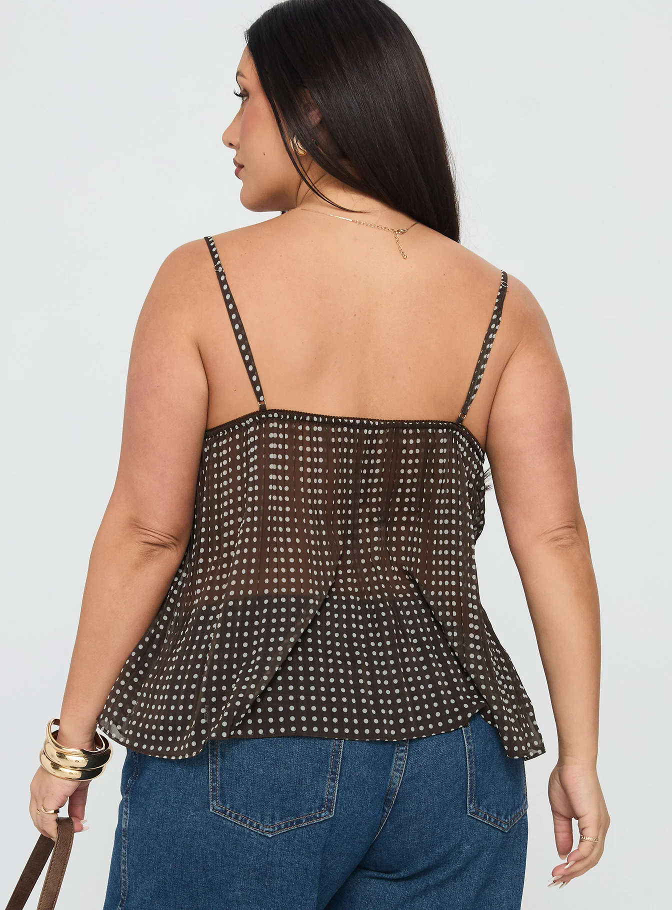 Zami Pleat Top Brown Polka Curve - Image 5