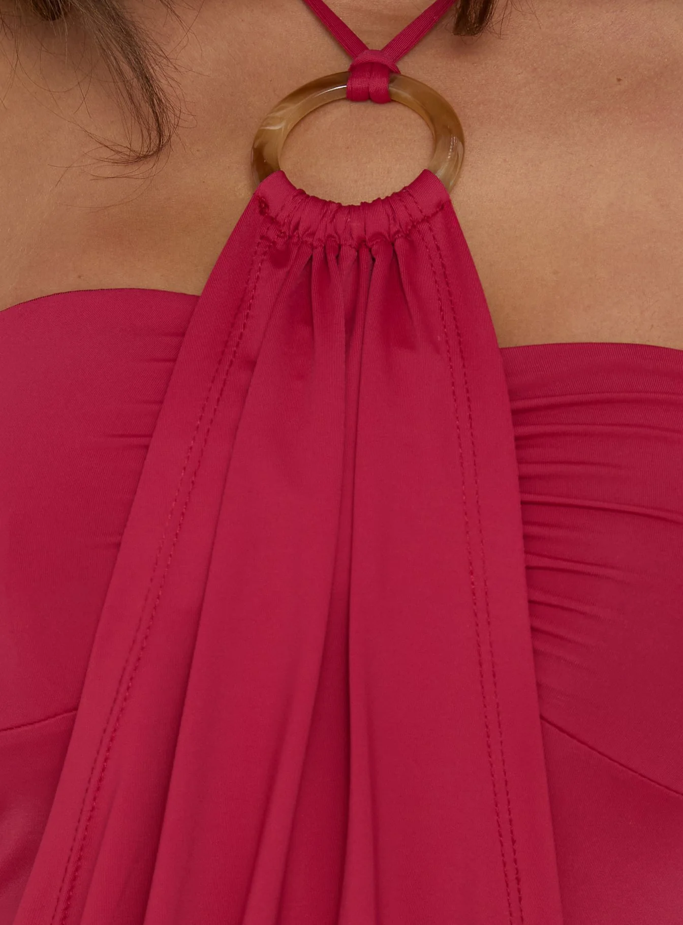Zenn Ring Detail Draped Romper Red - Image 6