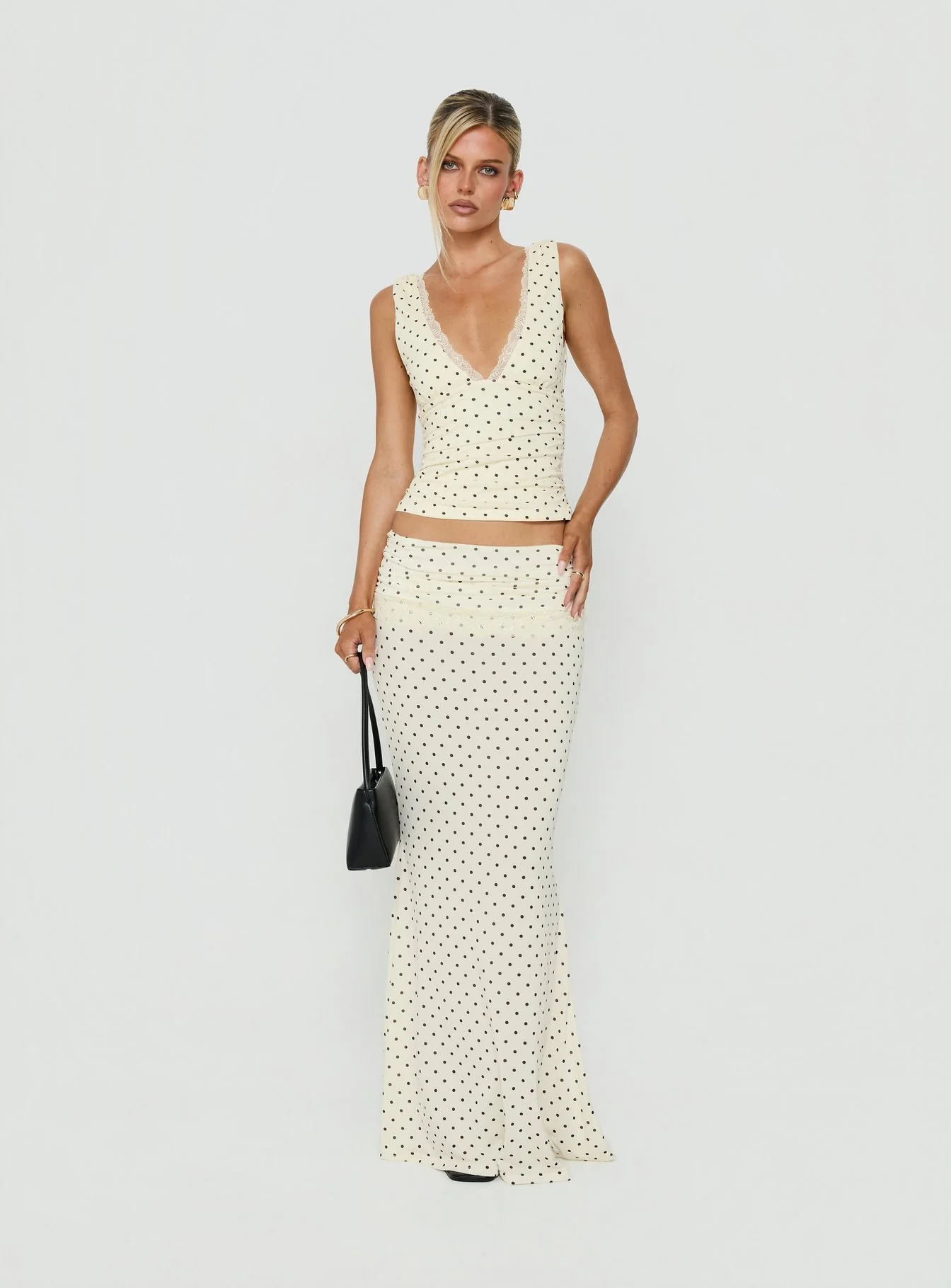 Zespri Lace Jersey Top Cream Polka Dot - Image 3