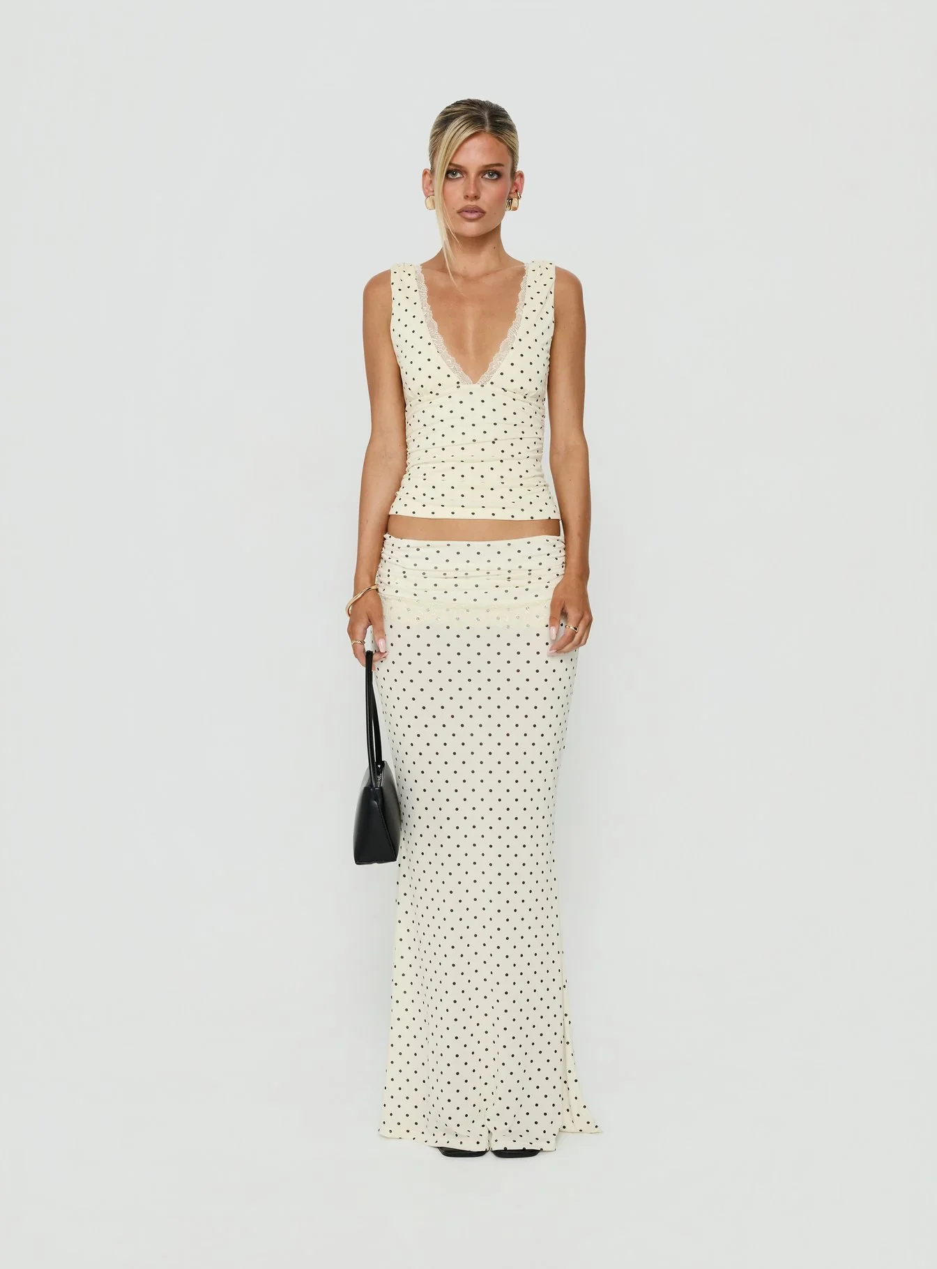 Zespri Lace Jersey Top Cream Polka Dot - Image 7