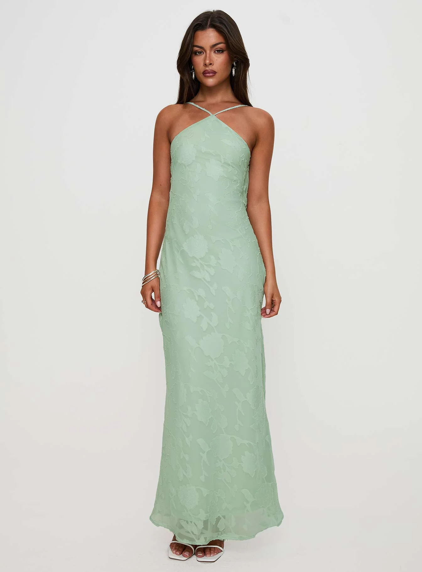 Zoelle Halter Maxi Dress Sage - Image 2