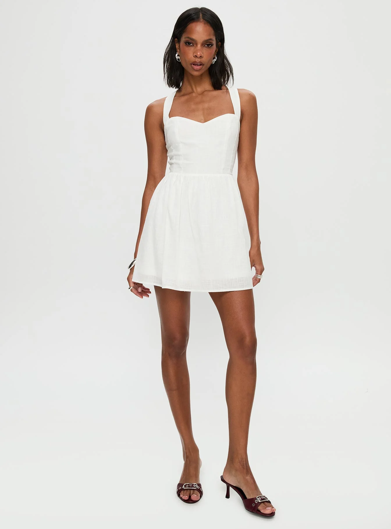 Zolena Halter Mini Dress White - Image 3